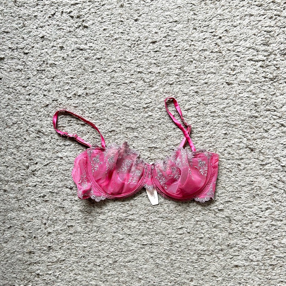 Victoria Secret Pins Lace Underwire Bra Floral Embroidery